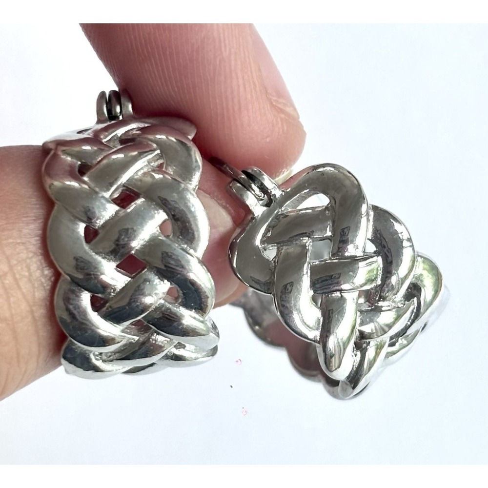 Arthur Court Aluminum Hoop Earrings .80 In Woven Round Discontinued Jewelry